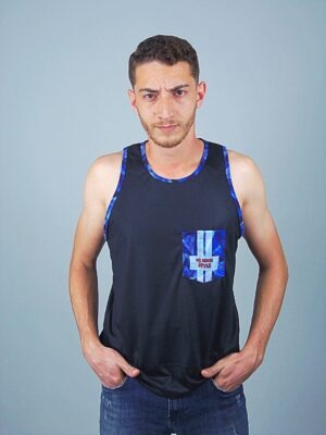 Camiseta Regata Preta Com Bolso Estampado BluT-Shirt Tee (2)