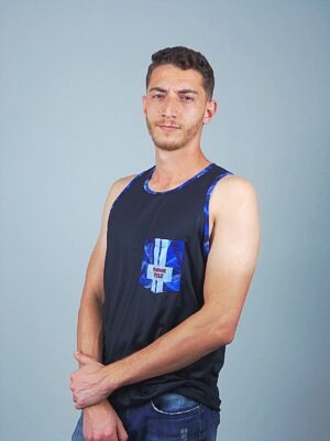 Camiseta Regata Preta Com Bolso Estampado BluT-Shirt Tee (3)