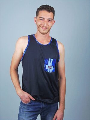 Camiseta Regata Preta Com Bolso Estampado BluT-Shirt Tee (4)