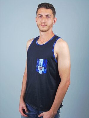 Camiseta Regata Preta Com Bolso Estampado BluT-Shirt Tee (5)