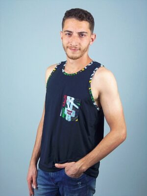 Camiseta Regata Preta Com Bolso Estampado Rasta T-Shirt Tee (3)