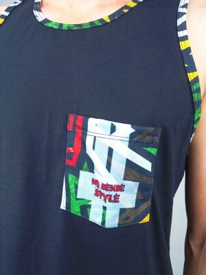 Camiseta Regata Preta Com Bolso Estampado Rasta T-Shirt Tee (6)