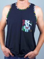 Camiseta Regata Preta Com Bolso Estampado Rasta T-Shirt Tee - No Sense