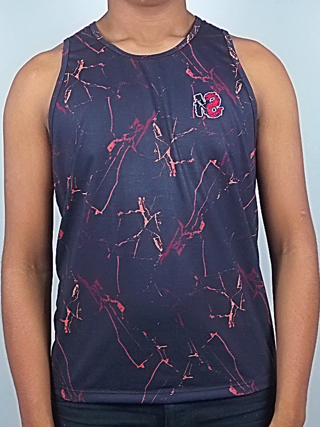 Camiseta Regata Preto Estampado Efeito Rajado - TOTAL - No Sense