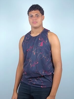 Camiseta Regata Preto Estampado Efeito Rajado (4)