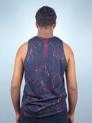 Camiseta Regata Preto Estampado Efeito Rajado (5)