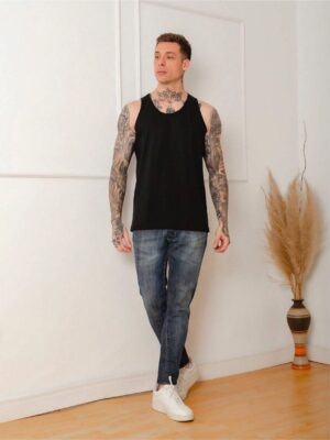 Camiseta Regata Slim Masculino Preta Lisa Tee - No Sense (2)