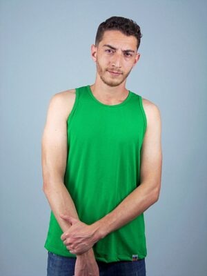 Camiseta Regata Verde Bandeira Lisa Sem Estampa T-Shirt Tee (2)