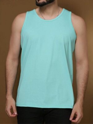 Camiseta Regata Verde Claro Lisa Sem Estampa