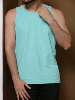 Camiseta Regata Verde Claro Lisa Sem Estampa (03)