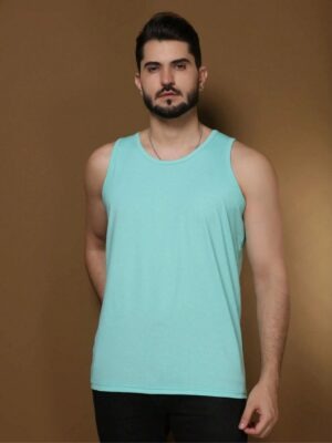 Camiseta Regata Verde Claro Lisa Sem Estampa (04)