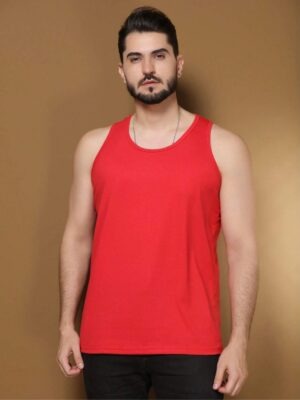 Camiseta Regata Vermelho Lisa Sem Estampa 02