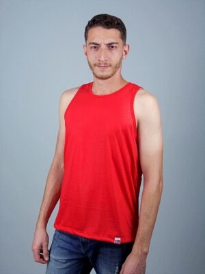 Camiseta Regata Vermelho Lisa Sem Estampa T-Shirt Tee (3)