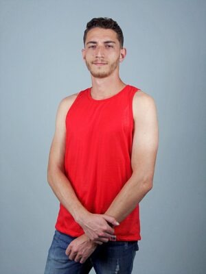 Camiseta Regata Vermelho Lisa Sem Estampa T-Shirt Tee (4)