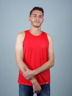 Camiseta Regata Vermelho Lisa Sem Estampa T-Shirt Tee (5)