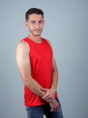 Camiseta Regata Vermelho Lisa Sem Estampa T-Shirt Tee (6)
