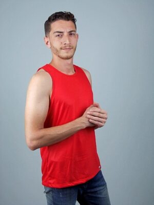 Camiseta Regata Vermelho Lisa Sem Estampa T-Shirt Tee (7)