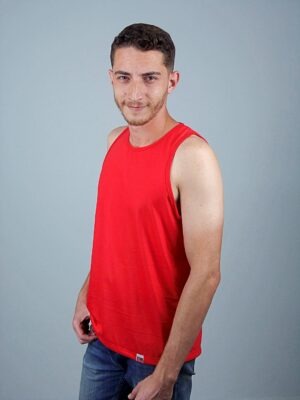 Camiseta Regata Vermelho Lisa Sem Estampa T-Shirt Tee (8)