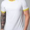 Camiseta Ringer Tee Branco c/ Amarelo Modelo Convencional Unisex - No Sense