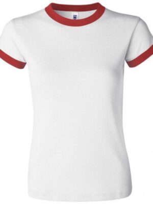 Camiseta Ringer Tee Branco c Vermelho Modelo Convencional Unisex - No Sense (1)