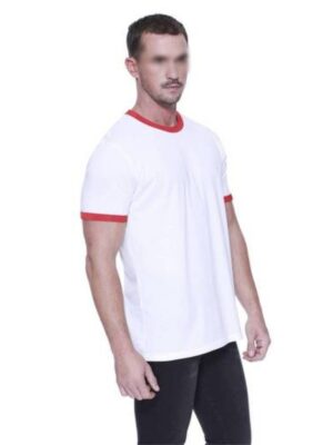 Camiseta Ringer Tee Branco c Vermelho Modelo Convencional Unisex - No Sense (3)
