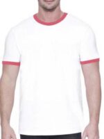 Camiseta Ringer Tee Branco c/ Vermelho Modelo Convencional Unisex - No Sense