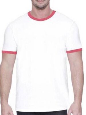 Camiseta Ringer Tee Branco c Vermelho Modelo Convencional Unisex - No Sense (4)