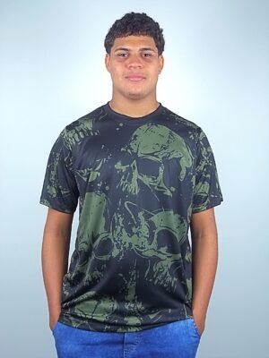 Camiseta Skull Preto Caveiras Modelo Slim (3)