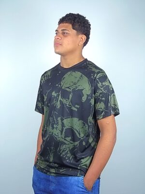 Camiseta Skull Preto Caveiras Modelo Slim (5)