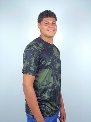 Camiseta Skull Preto Caveiras Modelo Slim (8)