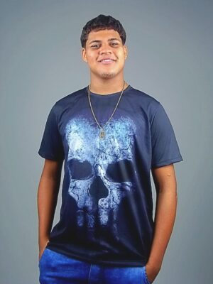 Camiseta Skull Preto Modelo Slim Caveira - TOTAL - NO SENSE (4)
