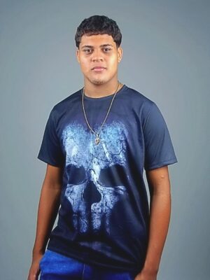 Camiseta Skull Preto Modelo Slim Caveira - TOTAL - NO SENSE (6)