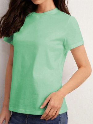 Camiseta Verde Babylook Básico Lisa Sem Estampa - No Sense