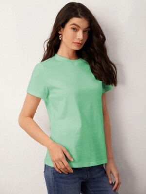 Camiseta Verde Babylook Básico Lisa Sem Estampa - No Sense (4)