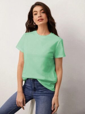 Camiseta Verde Babylook Básico Lisa Sem Estampa - No Sense (7)