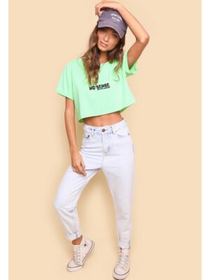 Camiseta Verde Claro Cropped No Sense Soltinha - No Sense (3)