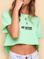 Camiseta Verde Claro Cropped No Sense Soltinha - No Sense