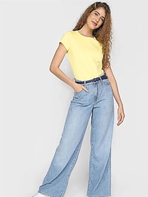 Camisetas Babylook Básica Amarelo Claro Sem Estampa - No Sense (4)