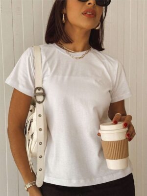 Camisetas Básicas Babylook Lisa T-Shirt Branca Tee - No Sense (1a)