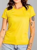 Camisetas Feminina Babylook Básica Amarelo Canário Lisa Sem Estampa - No Sense