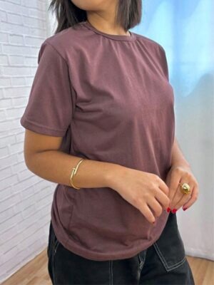 Camisetas Oversized Feminina Básica Modelagem Convencional - Marsala (03)