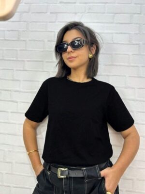 Camisetas Oversized Feminina Básica Modelagem Convencional - Preto (02)