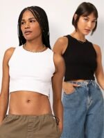 Cropped Canelado Regata Tee Branco ou Preto - No Sense