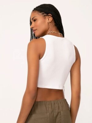 Cropped Canelado Regata Tee Branco ou Preto - No Sense (6)