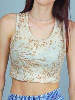 Cropped Regata Canelado Bege Folhas de Outono - TOTAL - No Sense