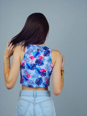 Cropped Regata Canelado Floral Flamingo - No Sense_ (2)