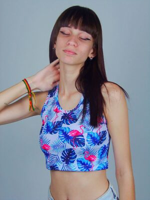 Cropped Regata Canelado Floral Flamingo - No Sense_ (5)