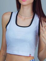 Cropped Regata Canelado Ringer Tee Lisa Sem Estampa - No Sense
