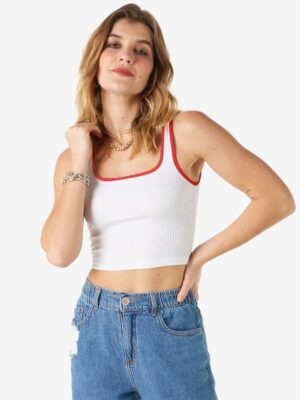 Cropped Regata Canelado Ringer Tee Vermelho Sem Estampa (3)