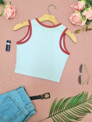Cropped Regata Canelado Ringer Tee Vermelho Sem Estampa (6)